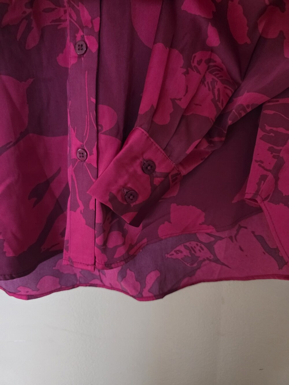 Maison dAmelie Paris Satin Abstract Floral Button Up Blouse XS Dark Romantic - Picture 5 of 10